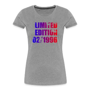 30e anniversaire Édition Limitée 02/1996 - T-shirt bio Premium Femme - gris chiné - Devant - Mia (176cm)