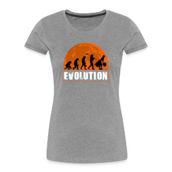 Gewichtheben Evolution Fitness Gym Workout Mädchen - Frauen Premium Bio T-Shirt - Grau meliert - Vorne - Mia (176cm)
