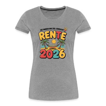 Retraite des pensionnés 2026 Homme & Femme - T-shirt bio Premium Femme - gris chiné - Devant - Mia (176cm)