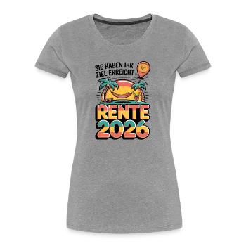 Retraite des pensionnés 2026 Homme & Femme - T-shirt bio Premium Femme - gris chiné - Devant - Mia (176cm)