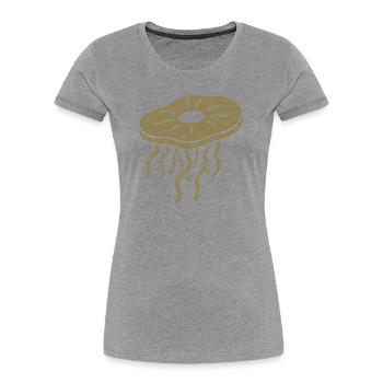 Minimalistisches Kombucha SCoby Tee Quallen - Frauen Premium Bio T-Shirt - Grau meliert - Vorne - Mia (176cm)