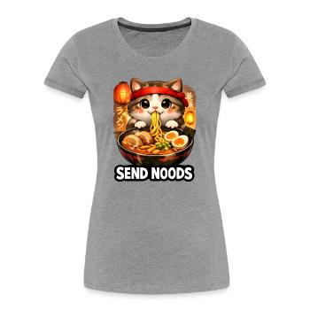 Ramen Katze Send Noods - Frauen Premium Bio T-Shirt - Grau meliert - Vorne - Mia (176cm)