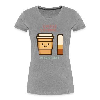 Coffee Loading Pixel Art - Morning Start with Charm - Women's Premium Organic T-Shirt - heather grey - Front - Mia (176cm)