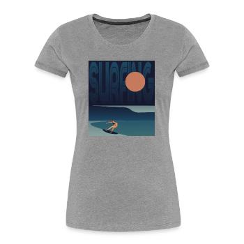 SURFER WELLE - Frauen Premium Bio T-Shirt - Grau meliert - Vorne - Mia (176cm)
