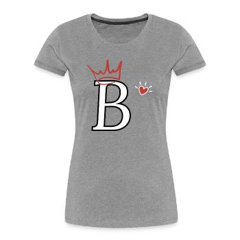 Buchstabe B Kronenherz - Frauen Premium Bio T-Shirt - Grau meliert - Vorne - Mia (176cm)
