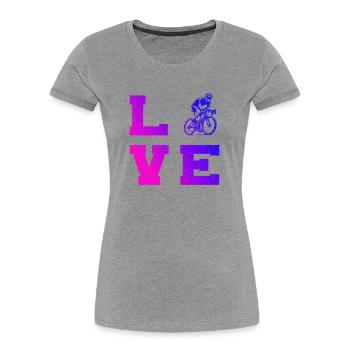 Motif clair de vélo de route pour chaque jour - T-shirt bio Premium Femme - gris chiné - Devant - Mia (176cm)