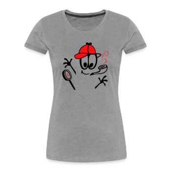 Detektiv mit Pfeife - Frauen Premium Bio T-Shirt - Grau meliert - Vorne - Mia (176cm)