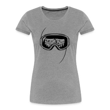 Summit View Ski Goggles Graphic - Women's Premium Organic T-Shirt - heather grey - Front - Mia (176cm)