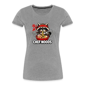 Chats Ramen Nouilles Anime japonais Manga Kawaii - T-shirt bio Premium Femme - gris chiné - Devant - Mia (176cm)