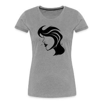 Silhouette Woman - Abstract Face - Women's Premium Organic T-Shirt - heather grey - Front - Mia (176cm)