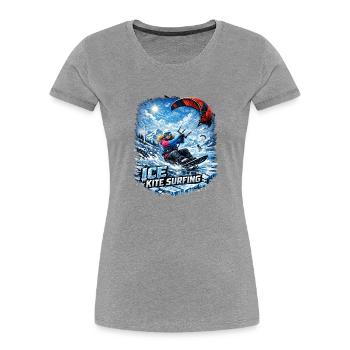 FILLE SKIFEUR DE KITE-SURF D’HIVER - T-shirt bio Premium Femme - gris chiné - Devant - Mia (176cm)