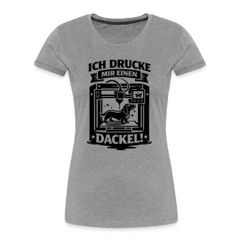 Dackel 3D Drucker Basteln Hund - Frauen Premium Bio T-Shirt - Grau meliert - Vorne - Mia (176cm)