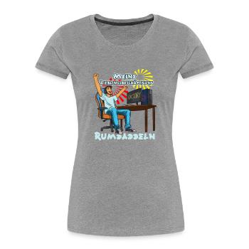 Rumdaddeln: Gaming-Lieblingsbeschäftigung - Frauen Premium Bio T-Shirt - Grau meliert - Vorne - Mia (176cm)