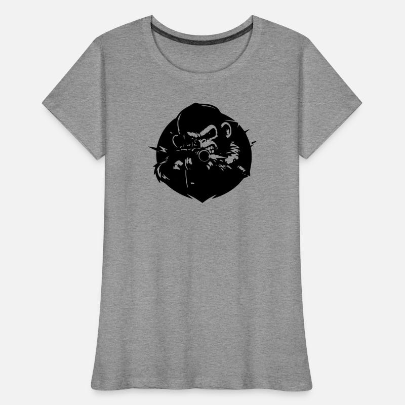 Affe mit Gewehr Frauen Premium Bio T-Shirt