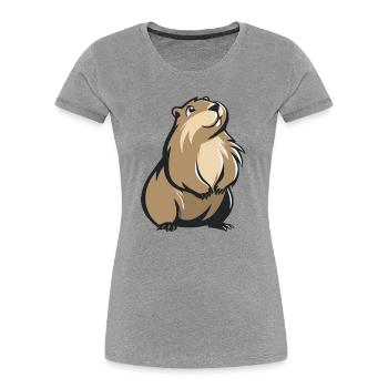 Cute Groundhog - Women's Premium Organic T-Shirt - heather grey - Front - Mia (176cm)