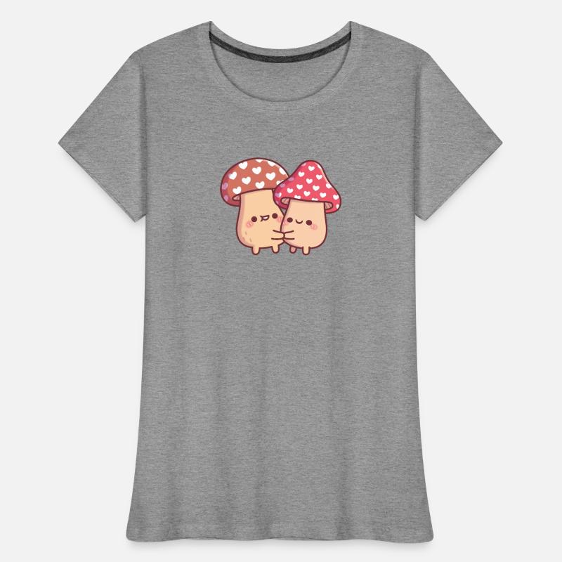 Couple mignon de champignons en forme de champignon qui s’enlaçoit T-shirt bio Premium Femme
