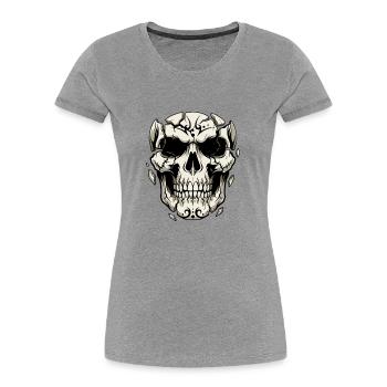 Splitternder Schädel – Gothic Grafik - Frauen Premium Bio T-Shirt - Grau meliert - Vorne - Mia (176cm)