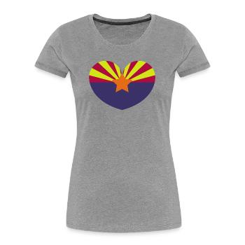 Arizona-Herzflagge - Frauen Premium Bio T-Shirt - Grau meliert - Vorne - Mia (176cm)