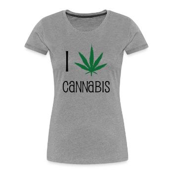 J'aime le cannabis - T-shirt bio Premium Femme - gris chiné - Devant - Mia (176cm)