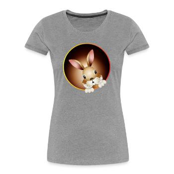 Un lapin curieux sort du terrier du lapin - T-shirt bio Premium Femme - gris chiné - Devant - Mia (176cm)
