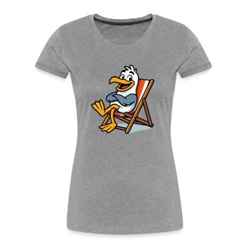 Lounge-Seemöwe am Strand - Frauen Premium Bio T-Shirt - Grau meliert - Vorne - Mia (176cm)