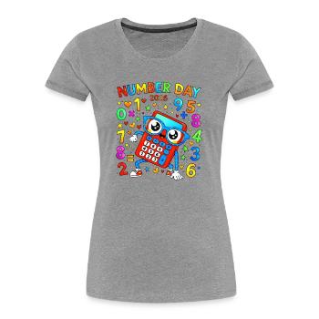 Zahlentag 2026 Taschenrechner Spaß - Frauen Premium Bio T-Shirt - Grau meliert - Vorne - Mia (176cm)