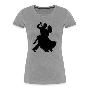 Dancing Couple Silhouette | Elegant dance motif - Women's Premium Organic T-Shirt - heather grey - Front - Mia (176cm)