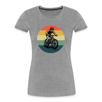 Motif de VTT minimaliste - T-shirt bio Premium Femme - gris chiné - Devant - Mia (176cm)