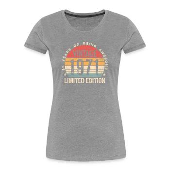 Vintage 1971 Limited Edition 55 Jahre altes 55-jähriges Geburtstag - Frauen Premium Bio T-Shirt - Grau meliert - Vorne - Mia (176cm)