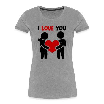 Ich Liebe Dich - Paar Verliebt Herz - Frauen Premium Bio T-Shirt - Grau meliert - Vorne - Mia (176cm)