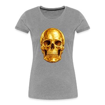 Golden Skull Print - Women's Premium Organic T-Shirt - heather grey - Front - Mia (176cm)