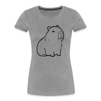 Capybara capybara noir - T-shirt bio Premium Femme - gris chiné - Devant - Mia (176cm)