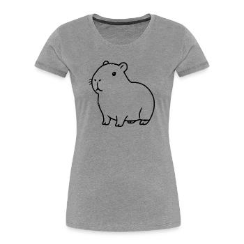Capybara capybara noir - T-shirt bio Premium Femme - gris chiné - Devant - Mia (176cm)