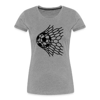 Goal Soccer Ball in Net Hit Vector - Women's Premium Organic T-Shirt - heather grey - Front - Mia (176cm)