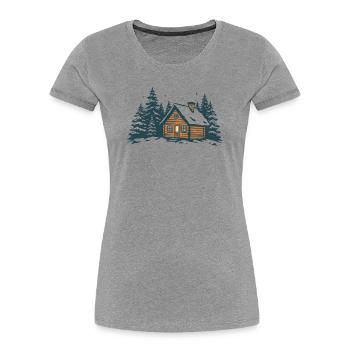 Winter Forest Hut - Women's Premium Organic T-Shirt - heather grey - Front - Mia (176cm)