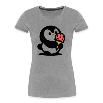 Kleiner Pinguin mit Eis - Women's Premium Organic T-Shirt - heather grey - Front - Mia (176cm)