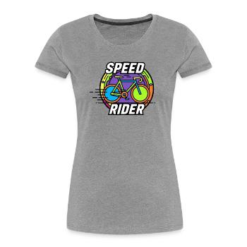 Motif vélo de route Speed Rider Couleurs néon - T-shirt bio Premium Femme - gris chiné - Devant - Mia (176cm)