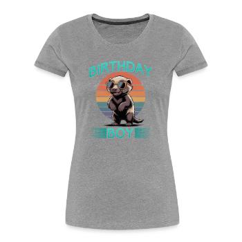 Funny Honey Badger - Frauen Premium Bio T-Shirt - Grau meliert - Vorne - Mia (176cm)