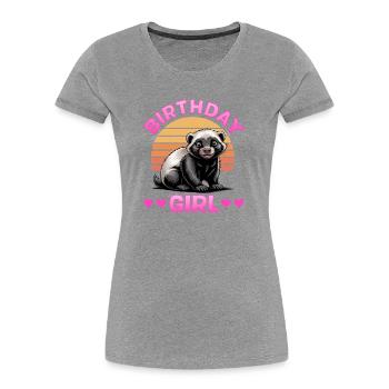 Funny Honey Badger - Frauen Premium Bio T-Shirt - Grau meliert - Vorne - Mia (176cm)