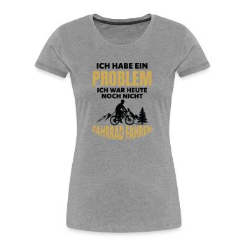 Randonnée de montagne cycliste Problem - T-shirt bio Premium Femme - gris chiné - Devant - Mia (176cm)