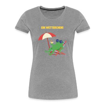 Frosch Strandurlaub mit Cocktail. Geiles Wetter! - Frauen Premium Bio T-Shirt - Grau meliert - Vorne - Mia (176cm)