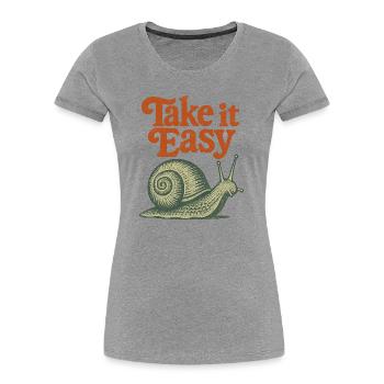 Take It Easy Snail Retro - Women's Premium Organic T-Shirt - heather grey - Front - Mia (176cm)