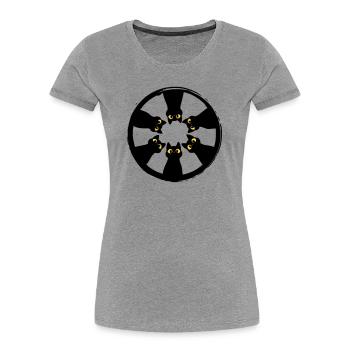 Cat Gaze Circle: Eyes from the Darkness - Women's Premium Organic T-Shirt - heather grey - Front - Mia (176cm)