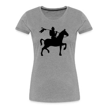 Ritter Pferd Silhouette - Frauen Premium Bio T-Shirt - Grau meliert - Vorne - Mia (176cm)