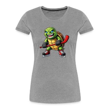 Aggressive Schildkröte Eishockey Spieler Horror - Women's Premium Organic T-Shirt - heather grey - Front - Mia (176cm)