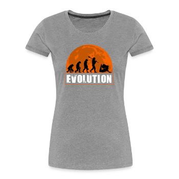 Yoga Evolution Silhouette Sunset Retro - Frauen Premium Bio T-Shirt - Grau meliert - Vorne - Mia (176cm)