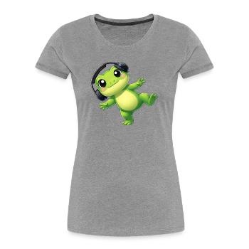 Cute frog toad toad with headphones dancing tech - Women's Premium Organic T-Shirt - heather grey - Front - Mia (176cm)