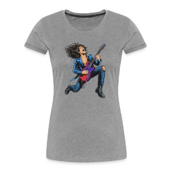 High-energy rock guitar performance - Women's Premium Organic T-Shirt - heather grey - Front - Mia (176cm)