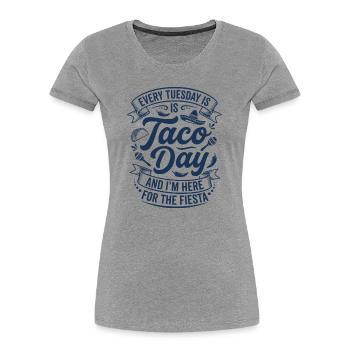 Jeden Dienstag Taco Tag Fiesta - Frauen Premium Bio T-Shirt - Grau meliert - Vorne - Mia (176cm)