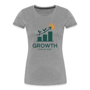 Growth Step by Step – Success & Growth - Women's Premium Organic T-Shirt - heather grey - Front - Mia (176cm)